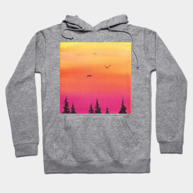 Watercolor sunset Hoodie by RosanneCreates